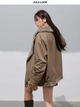 感ある暖かいラムウールパーカー【大きいサイズ・フード付き・秋冬用】