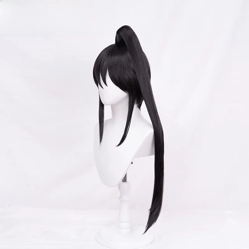 中務椿ウィッグ 黒のポニーテール：アニメキャラクターのコスプレに最適なヘアスタイル