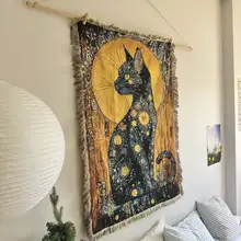オーストリアの画家古斯タフ・クリムト風 夜の猫 タペストリー