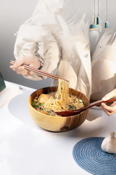 楠木製の長柄スプーンと箸【持ち運びに便利・ランチ用・木製食器】（セットアップ対応）