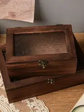 木製 サクラの花 ガラス製ジュエリーボックス【レトロデザイン・化粧品収納・デスクトップ用】