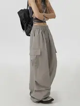 美式グレー工装パンツ【ストレート・カジュアル・ワイドレッグ】（セットアップ対応）