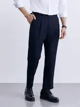 ビジネススタイルのナポリ製ウールパンツ【ブラック・ストレート・しわ防止】