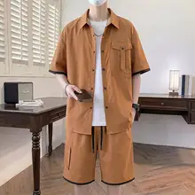 カジュアルな半袖シャツ【メンズ・工装スタイル・ファッショナブル】（セットアップ対応）