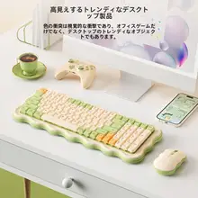 抹茶風デザインの無線キーボード＆マウス【充電式・女性向け・ノートパソコン用】（セットアップ対応）