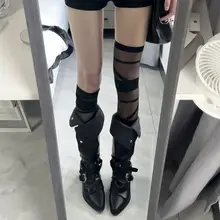 法式復古デザインのショートブーツ【ポインテッドトゥ・オーバーニーブ・レディース】