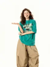 半袖Tシャツ レディース グラフィティ柄 アルファベット ヴィンテージ おしゃれ オーバーサイズ ルーズ 着回し 夏 ペア