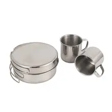 アウトドア用 ステンレス鋼鍋【携帯型・バーベキュー・折りたたみ式】（セットアップ対応）