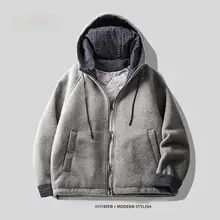 黒の厚手コットンパーカー【フード付き・冬用・保温性】
