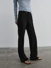 フレアパンツ レディース スリム ストレッチ 着痩せ ブラック デザイン性 通勤 秋「GREEN BELT」