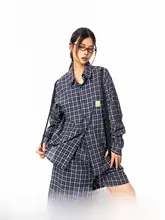 ビンテージ風チェックシャツとドローストリングショーツの夏用コーディネート（セットアップ対応）
