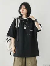 漫渡 320gダブルファブリック刺繍ポケット付きショートスリーブTシャツ【ルーズフィット・ポケットデザイン】
