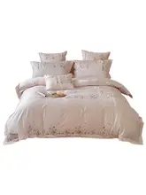 ラグジュアリースタイルの長綿四点セット【刺繍・立体レース・リボンデザイン・シーツ付き】（セットアップ対応）