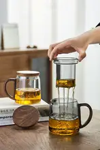 器具 ガラス杯 家庭用 耐熱 お茶用杯 フィルター付き 木灵