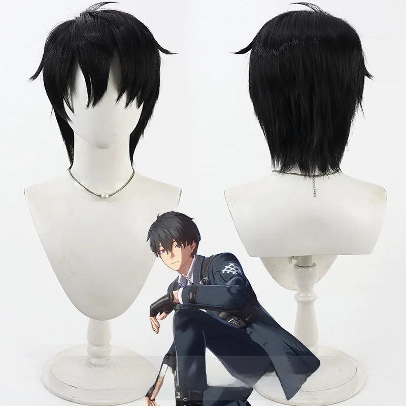 コスプレ用ブラックショートウィッグ：ヒロアカキャラに最適な男性モデルの日常使いスタイル