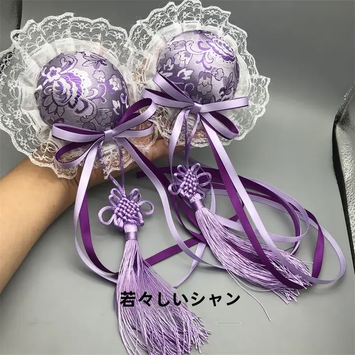 紫色中華風バンデッドヘアパーツ【双馬尾用ヘアクリップ・ロリータスタイル・旗袍アクセサリー】