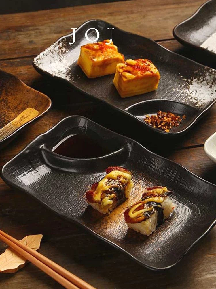 陶器製仕切り皿【醋皿付き・小皿・料理用】：和食の盛り付けに最適な長方形小鉢の使い方と特性