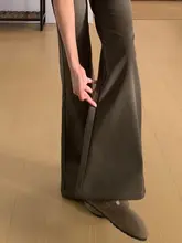 コーヒーカラーのフレアパンツ【極上の柔らかさ・ゆったりシルエット・長身向け】（セットアップ対応）