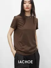 IACHOE 長綿コットン ラウンドネック短袖Tシャツ【夏用・分割デザイン・肌触りの良い素材】