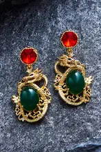 赤い龍の年のイヤリング【レトロ・ドラゴンモチーフ・ウエディング用】
