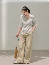 デザイン性のあるストライプシャツとパンツ【大きいサイズ・カジュアル・セットアップ対応】