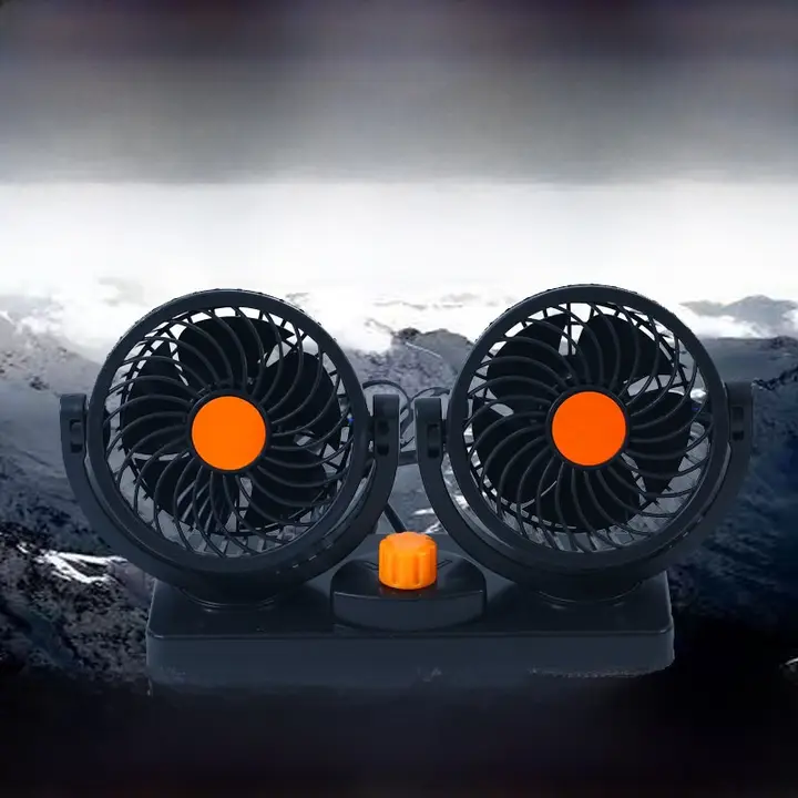 車載用強力ファン【24V/12V対応・USB電源・ダブルヘッド】
