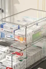 収納ボックス 薬箱 家庭用 引き出し式 アクリル 透明 多層 積重ね可能 防塵 大容量 ラグジュアリー