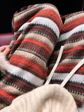 民族風ストライプウールパンツ【高腰・ストレート・裏起毛・カジュアル】（セットアップ対応）