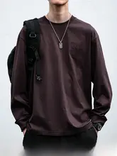 長袖Tシャツ メンズ 刺繍 無地 ヘビーオンス インナー トップス ストリート 春秋