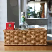 デスク用収納バスケット【ラタン風デザイン・多用途・キッチンやトイレ用】