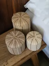 小物入れ 蓋付き 粗陶器 ストライプ柄 侘び寂び 和モダン インテリア雑貨 寝室 クローゼット ジュエリーボックス 「Dnnni」