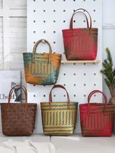 手編みの大容量トートバッグ【シンプルデザイン・プラスチック編み素材・スクエア型】