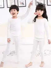 子供用コットン製ラウンドネックインナー【白・秋冬用・黒のレギンス付き】（セットアップ対応）