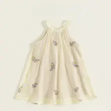 夏用 子供用ノースリーブ刺繍サロペットドレス【公 princess スタイル・エレガント】（セットアップ対応）