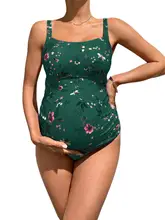 マタニティ連体水着【高腰・柄入り・女性用・授乳対応・スイミング用】