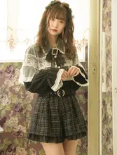Rojita ロングスリーブレースケープシャツ【ブラック・細見え・色落ちしにくい】