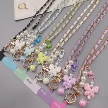 高級感のあるパールデザインのスマホショルダー【おしゃれなチェーン・女性向け・斜め掛け対応】