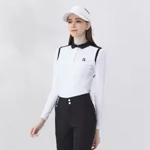 春夏用ゴルフポロシャツ【長袖・韓国風・フィット感あり・バイカラー】（セットアップ対応）