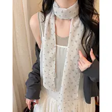 春夏用 フラワープリントシルクスカーフ【薄手・三角巾・フォトアクセサリー】