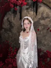 白十字架のパールネットベールヘアアクセサリー【ハロウィン・コスプレ用】