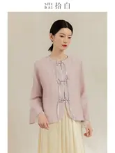 新中式デザインの麻製上着【春秋用・盤扣付き・禅テイスト】