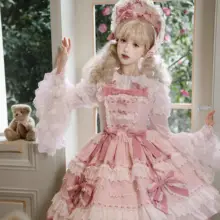 オリジナルデザインの純綿ジョスカート【心動くぬいぐるみ・ティーパーティー風・ロリータスタイル】（セットアップ対応）