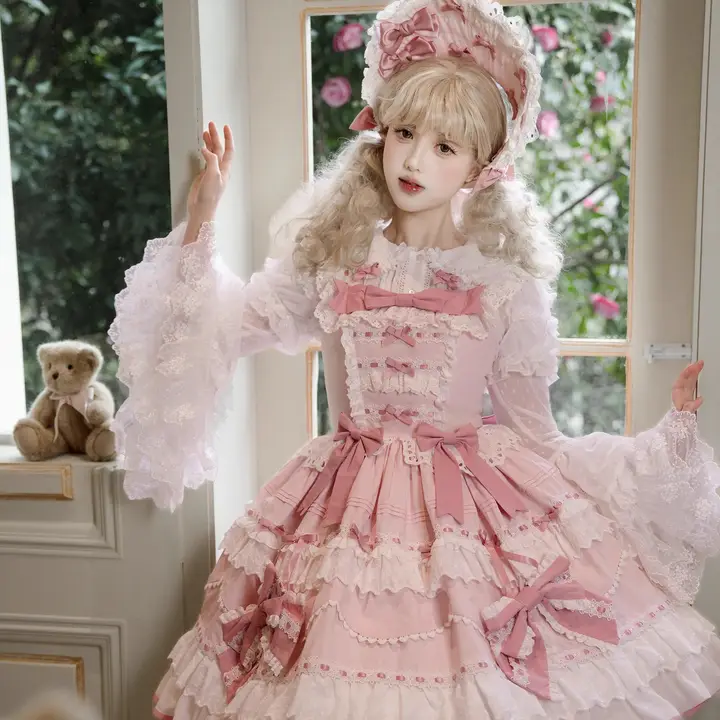 オリジナルデザインの純綿ジョスカート【心動くぬいぐるみ・ティーパーティー風・ロリータスタイル】（セットアップ対応）