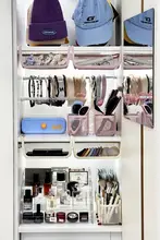 深型クローゼットに最適な吊り下げ収納バスケット【化粧品・ヘアゴム・アクセサリー用】