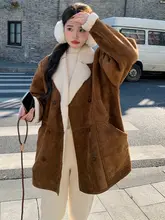 羊羔毛のコート【秋冬用・女性・韓国風・ミニマルデザイン】（セットアップ対応）