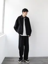 ジャケット ユニセックス コットン 無地 オーバーサイズ ベーシック ルーズ アウター CC03