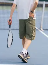 夏用アメリカンレトロスタイルの多ポケット工事短パン【メンズ・ストレート・無地・五分丈】（セットアップ対応）