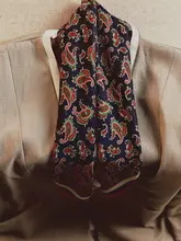 ペイズリー柄シルクウールスカーフ【リバーシブル・上質感・首元アクセサリー】