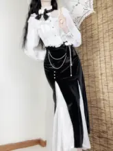 オリジナルデザインの優雅なマーメイドスカートドレスセット【秋冬用・ローズ・2点セット】