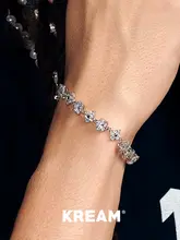 雪花のジルコニアブレスレット【オリーブグリーン・ジェムブルー・メンズ・ヒップホップスタイル】